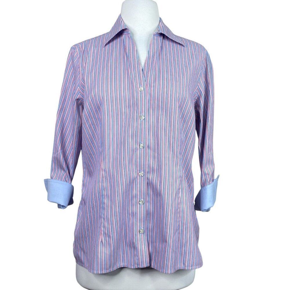 Lands' End Striped Button Front Shirt Size 10